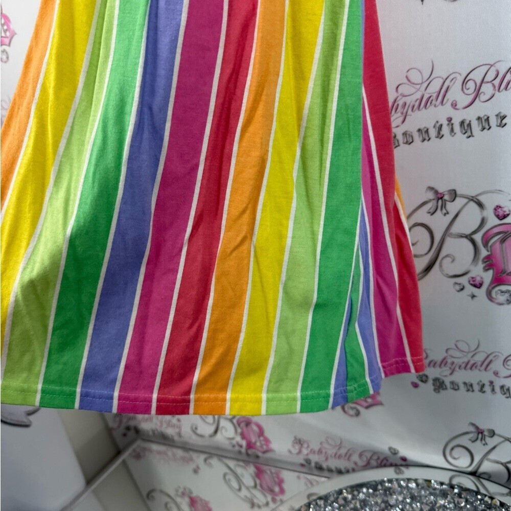 Dress kids rainbow striped multicolor strappy criss cross Striped Dress - Picture 5 of 9